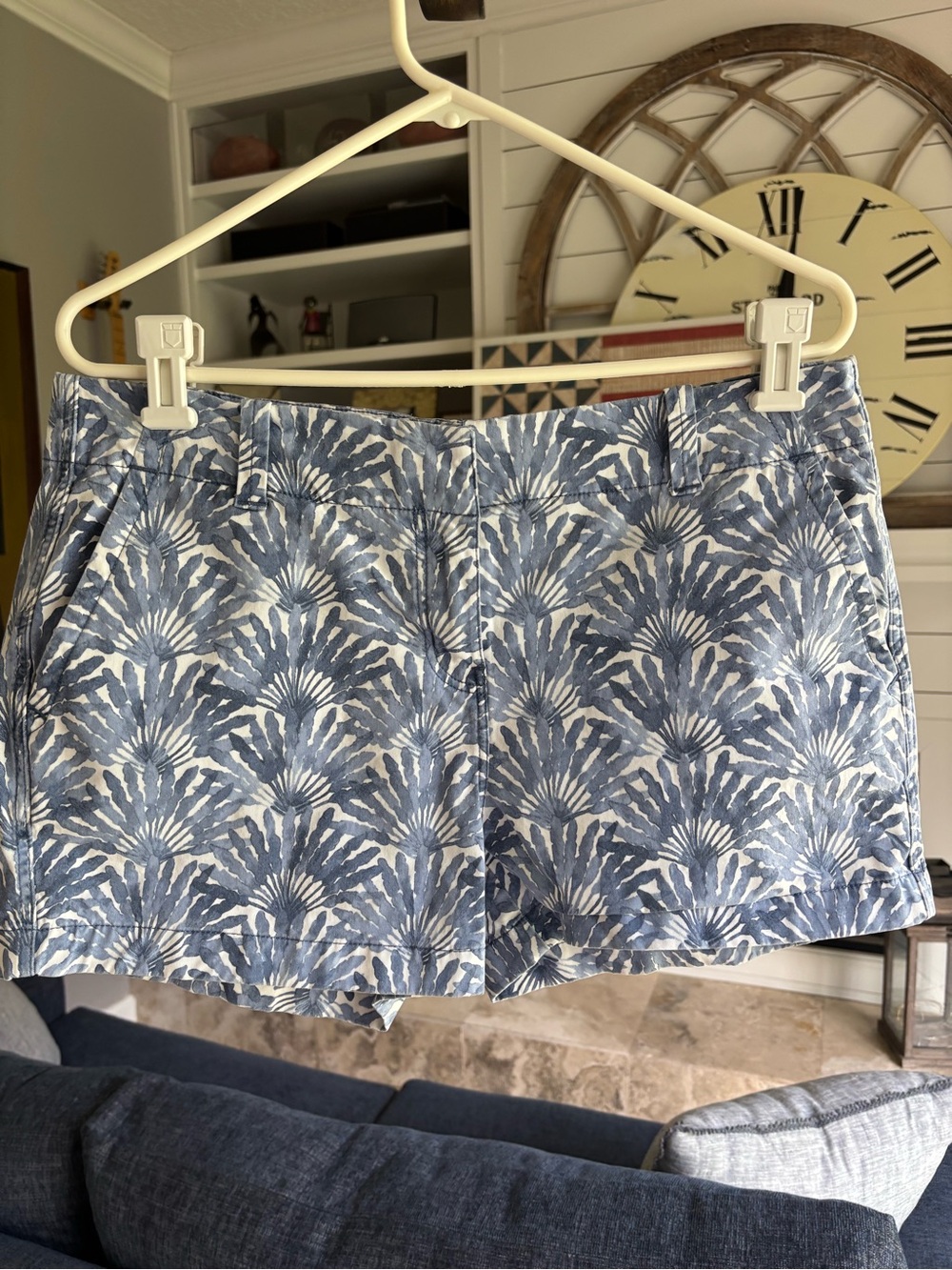 Vineyard Vines Blue Shell-Pattern Cotton Jean Shorts